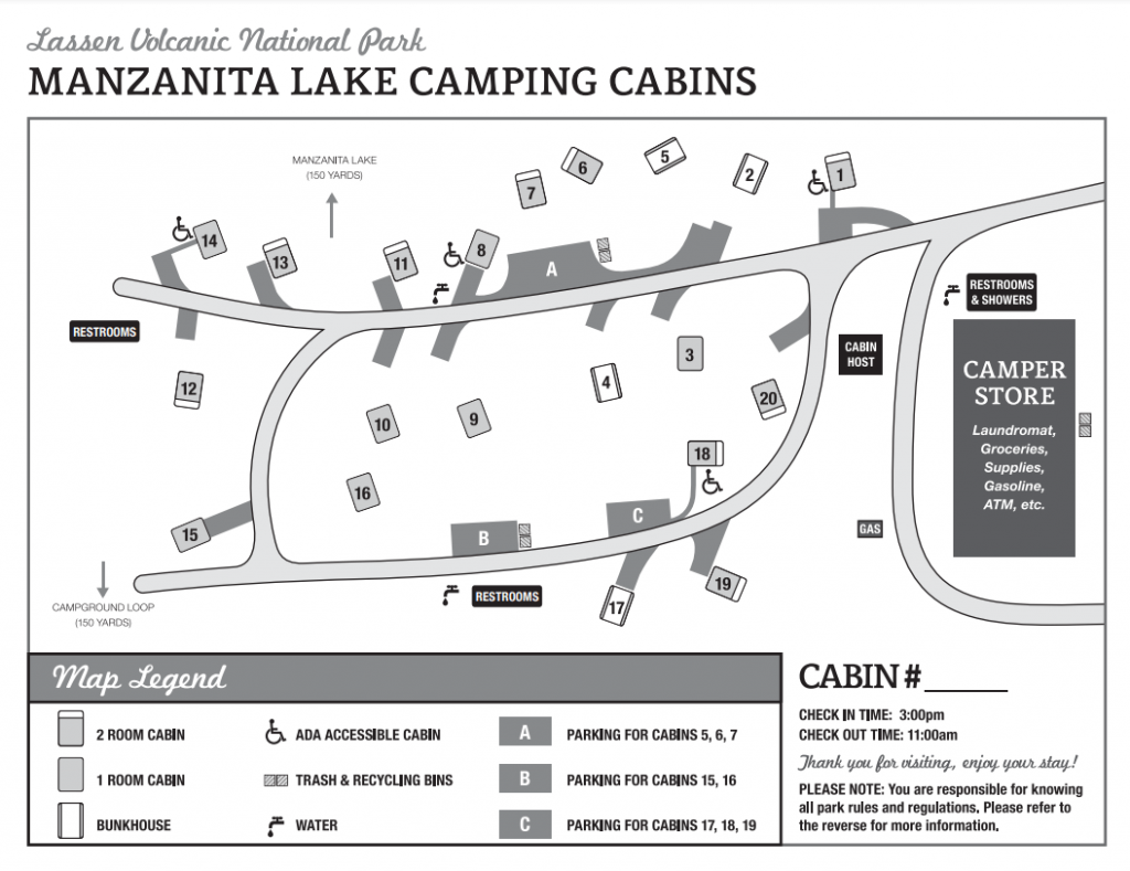 manzanita lake camping cabins map